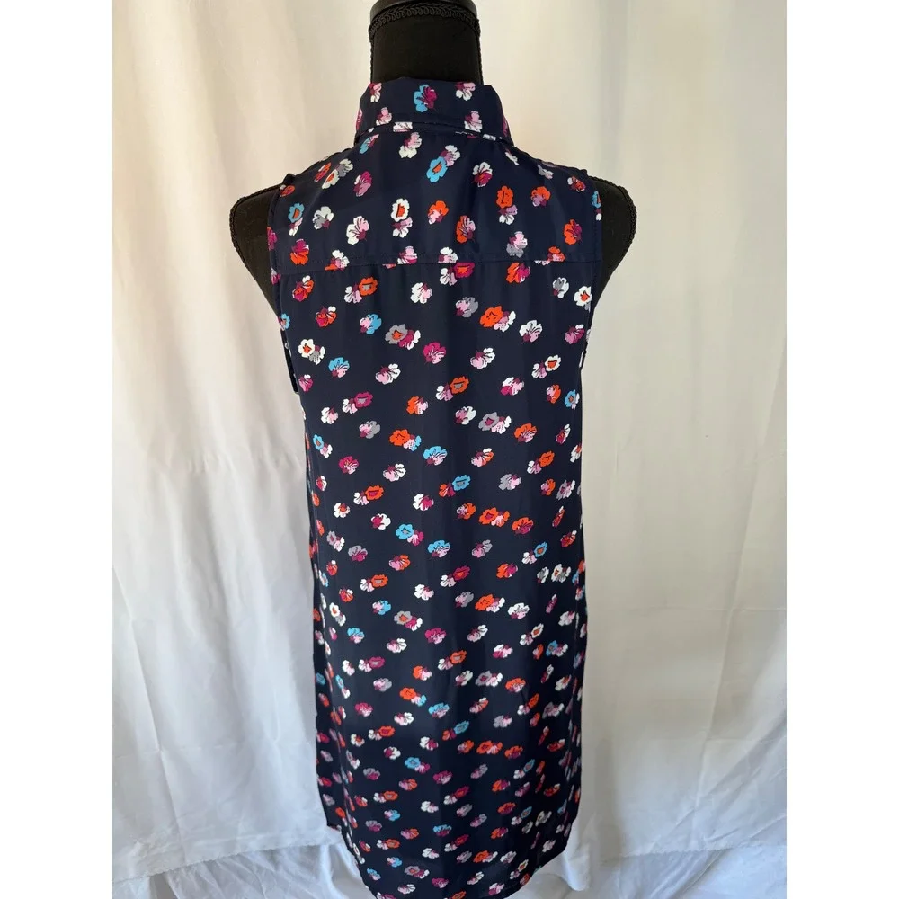 Artisan‎ NY Floral Print Sleeveless Shirt Dress | Navy Blue | Size 4